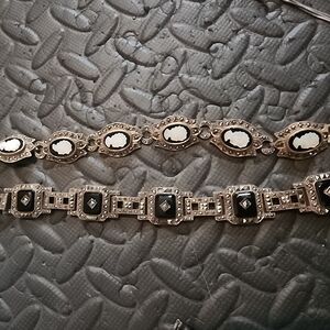 Elegant Black and Silver Women's Bracelet Set